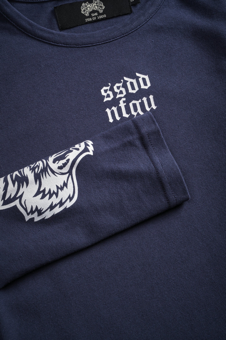 Moth Kanji L/S "Baby" Tee in Denim
