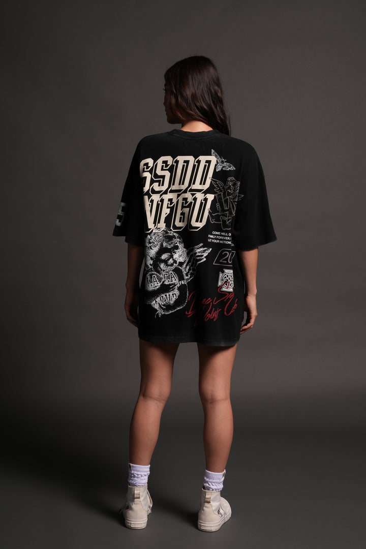 La Ca Frvr Premium Oversized Tee in Black