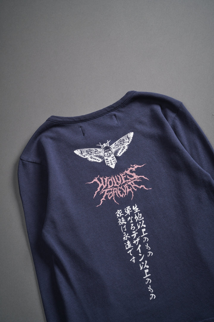 Moth Kanji L/S "Baby" Tee in Denim