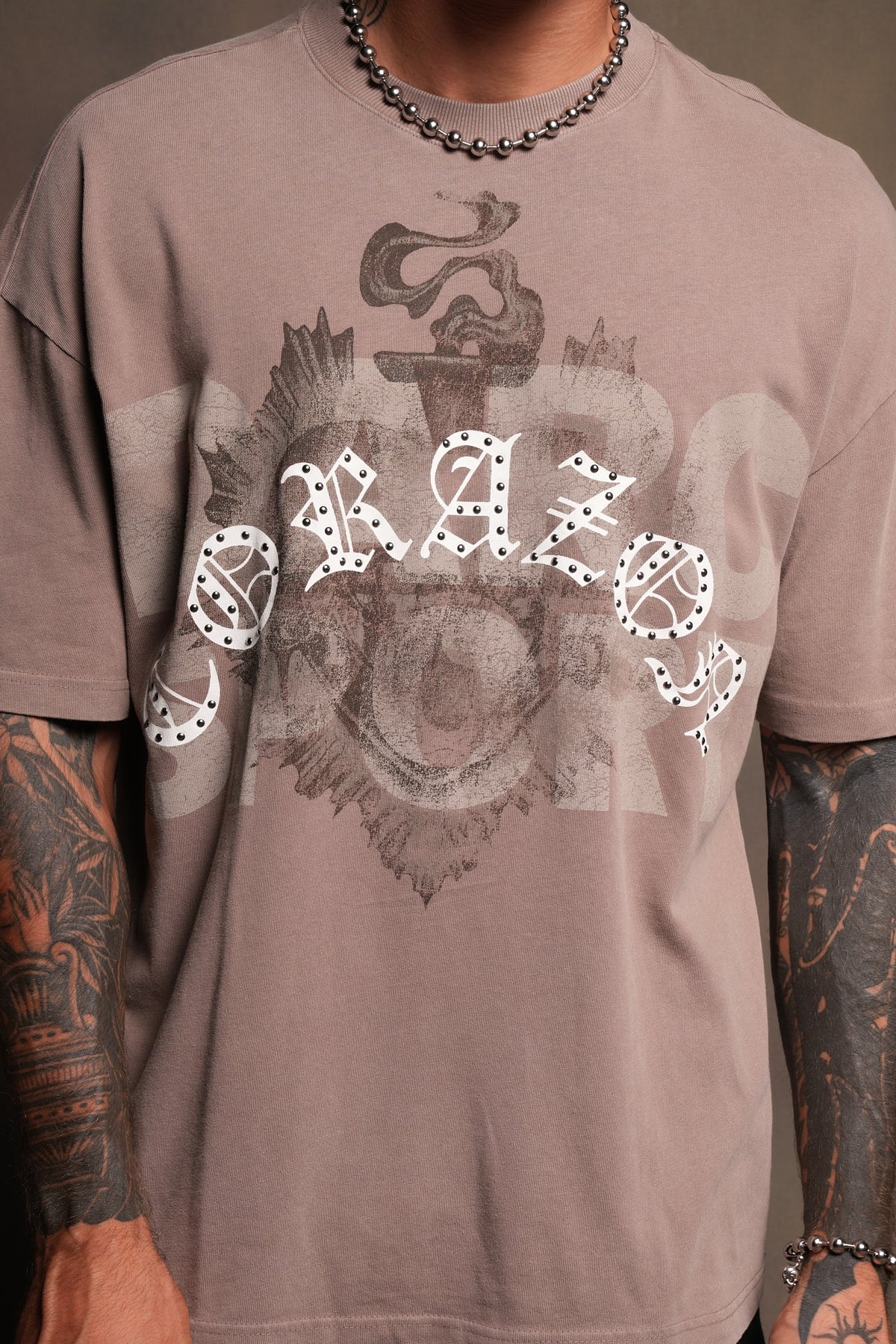 Ds Corazon Premium Oversized Tee In Mojave Brown