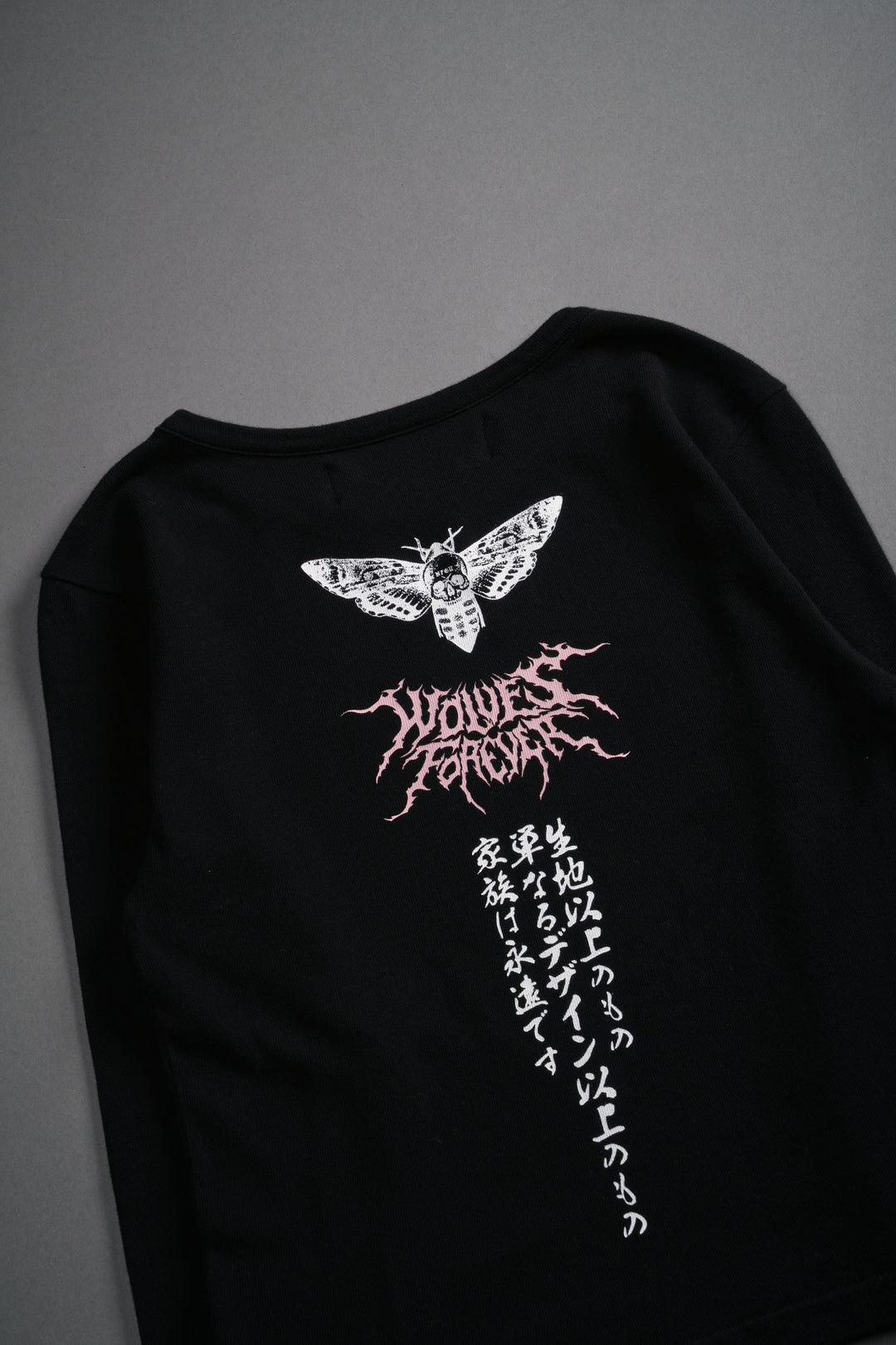 Moth Kanji L/S "Baby" Tee in Black