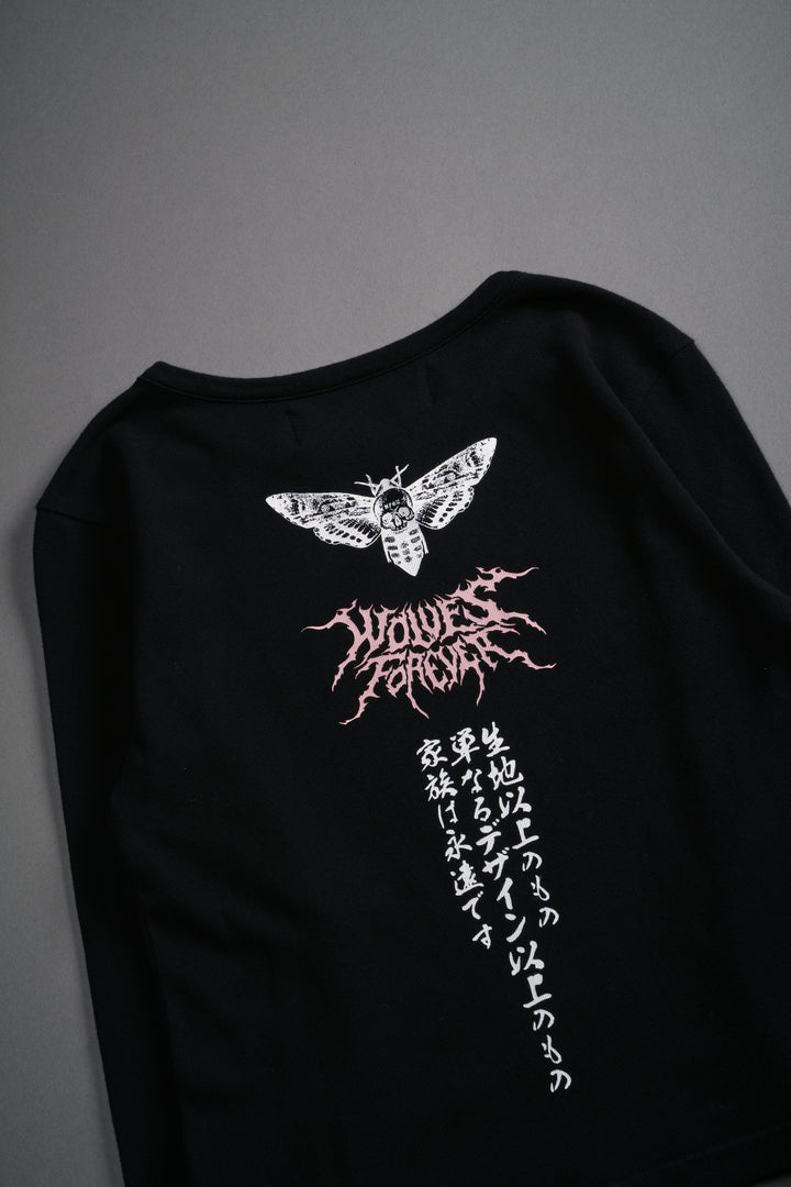 Moth Kanji L/S "Baby" Tee in Black