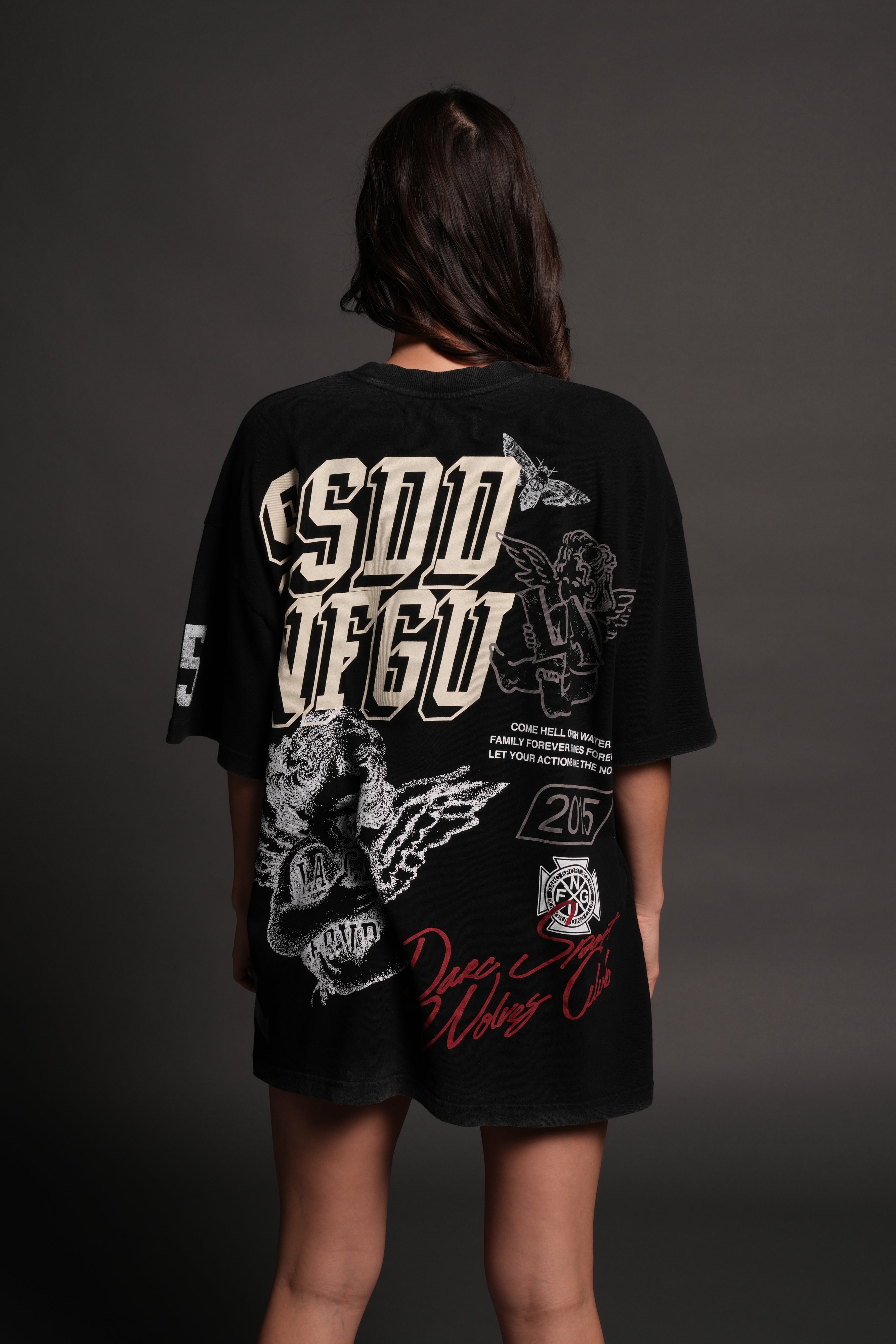 La Ca Frvr Premium Oversized Tee in Black