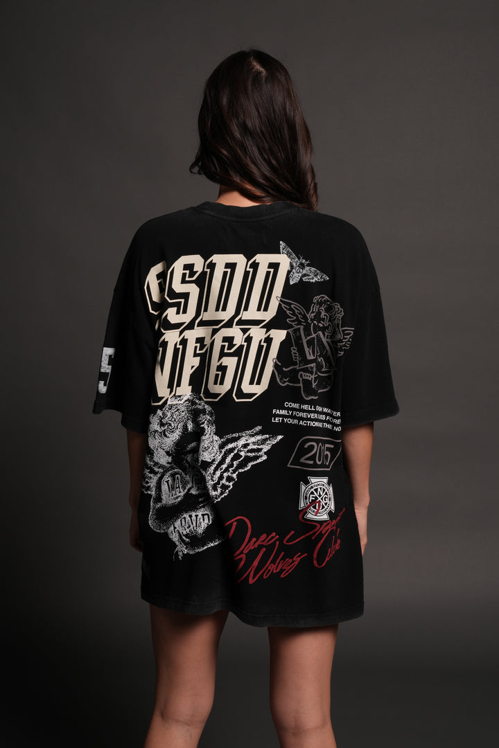 La Ca Frvr Premium Oversized Tee in Black