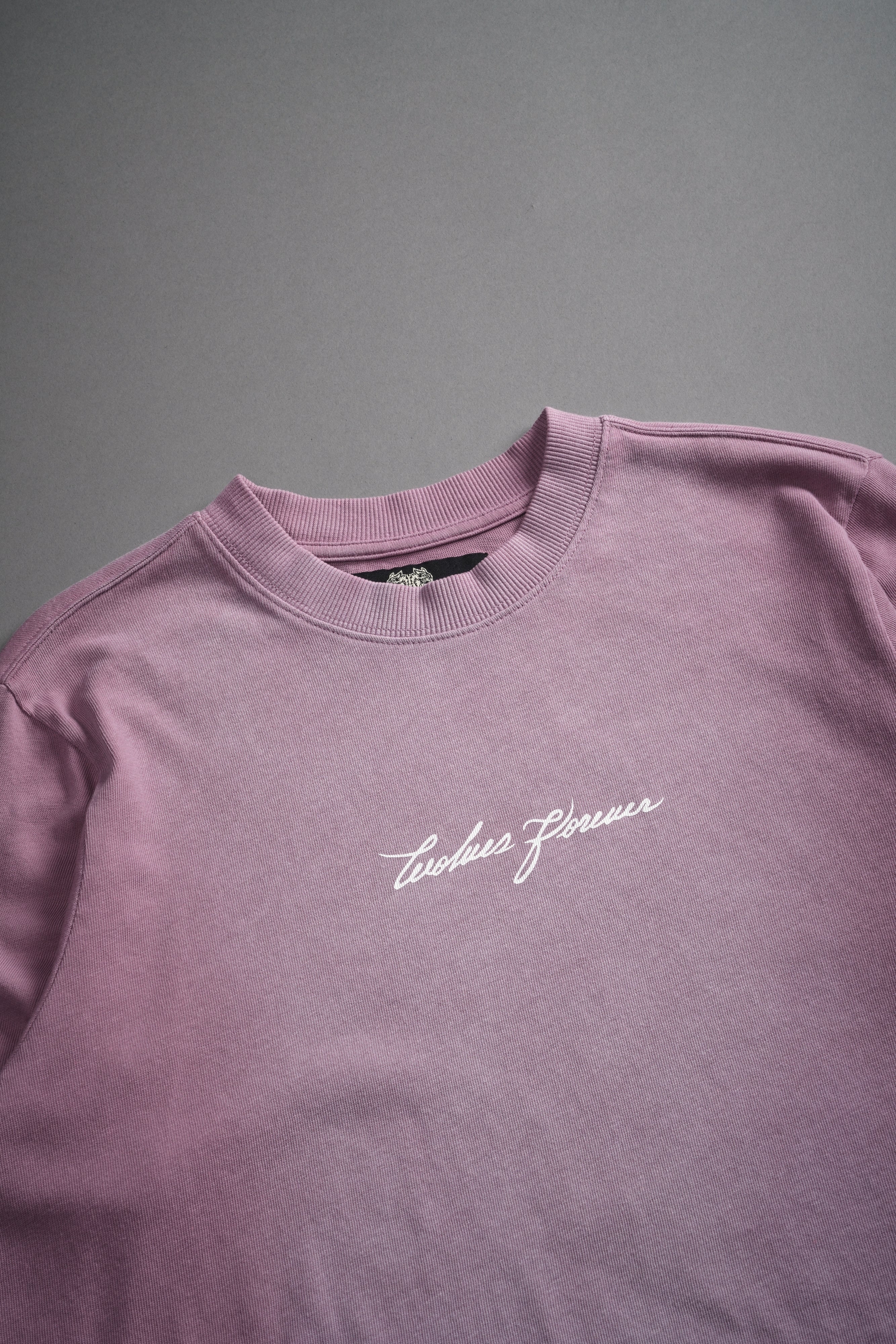 Our Script "Premium" (Cropped) Tee in Pink Smoke Spine Sun Fade
