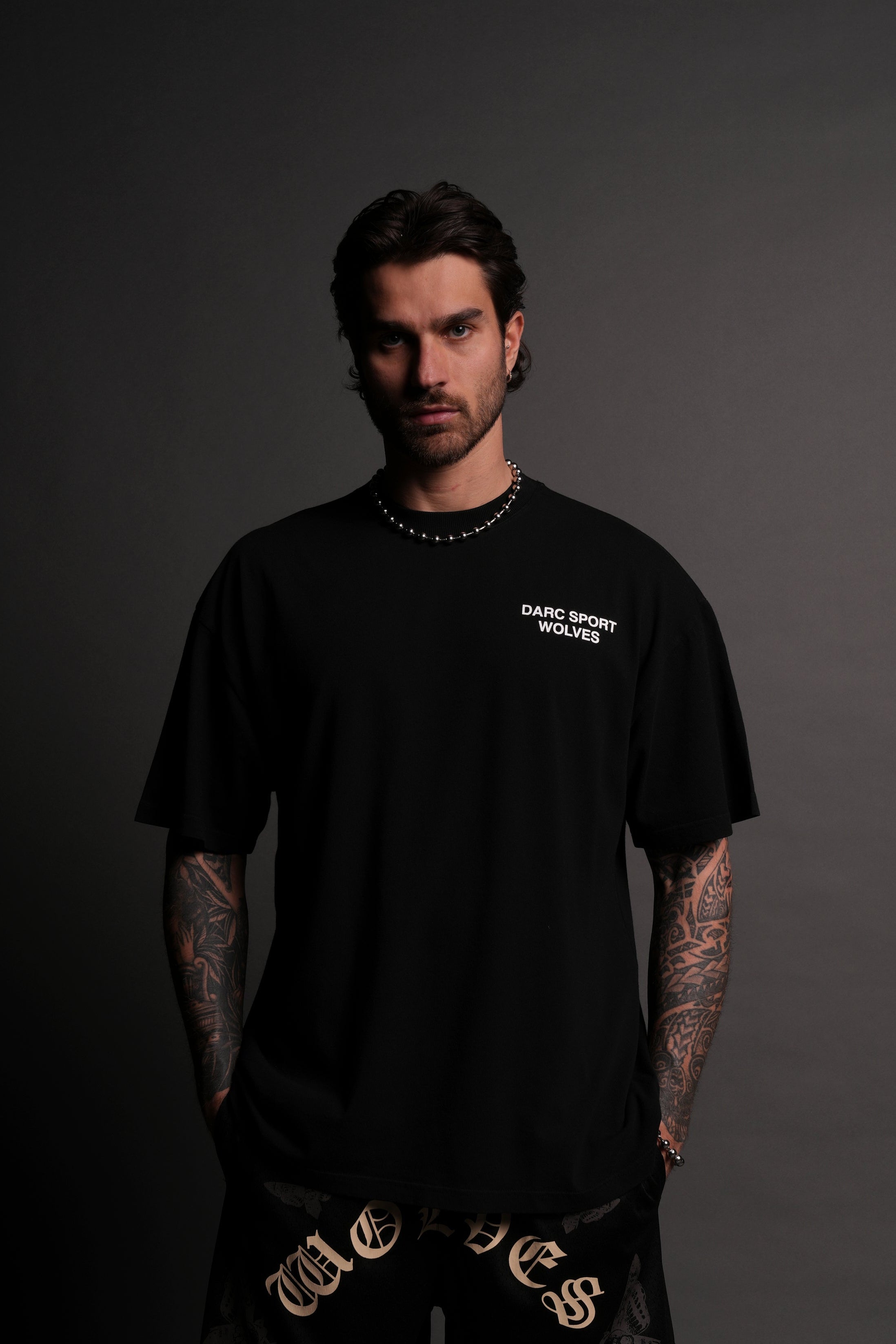 Darc Sport Wolves "Premium" Oversized Tee in Black/Black