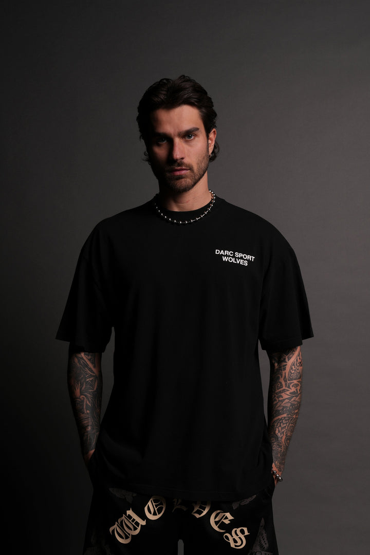 Darc Sport Wolves "Premium" Oversized Tee in Black/Black