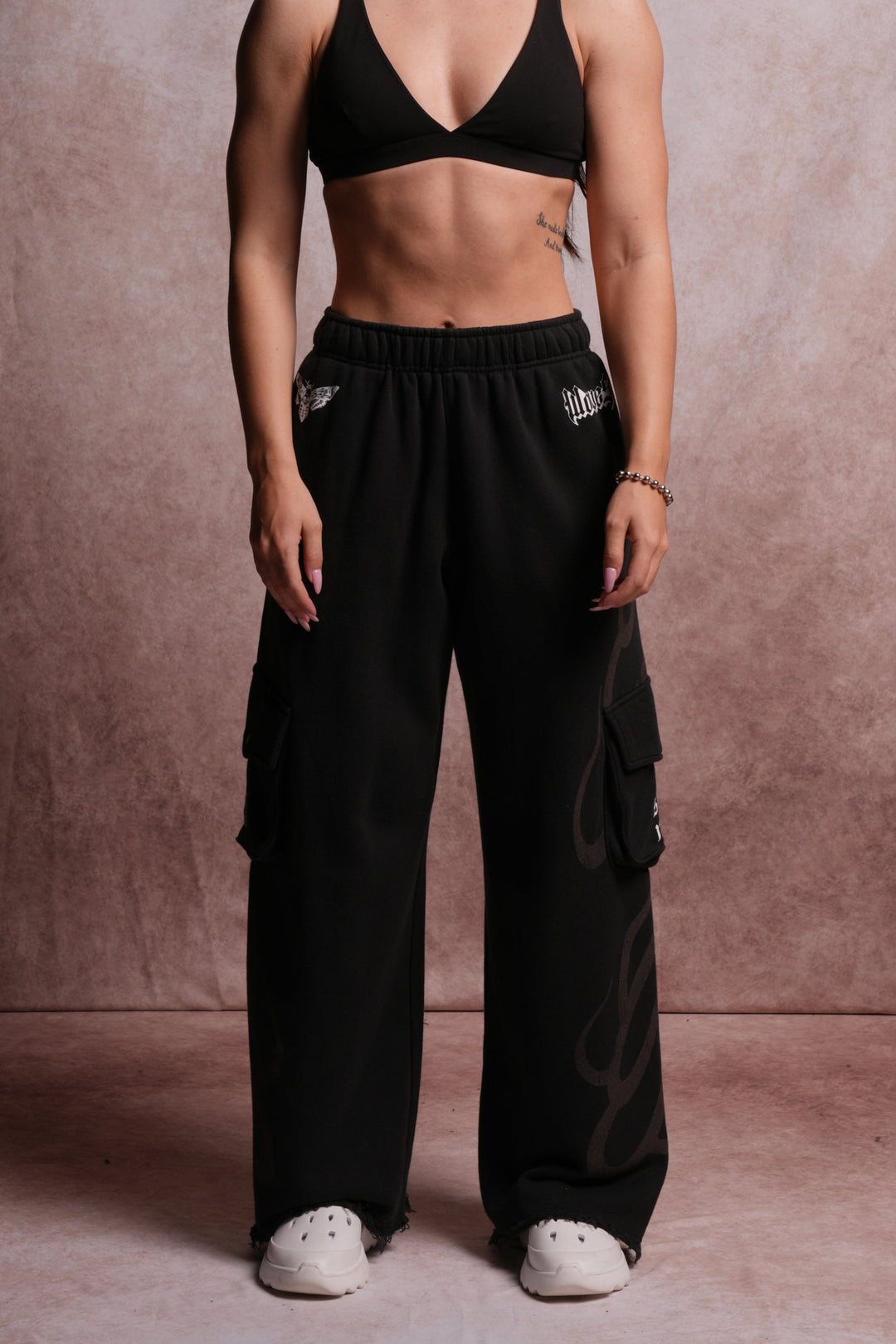 Moth Flames Durst Cargo Sweats in Black