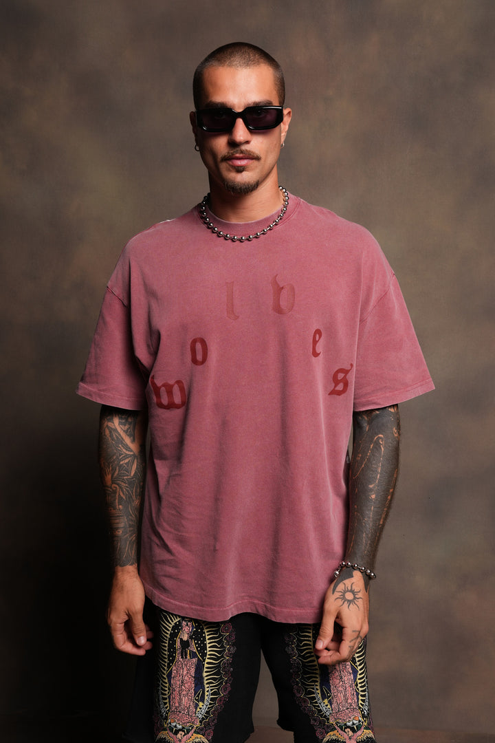 Her Prayer Premium Oversized Tee In Cherry Red