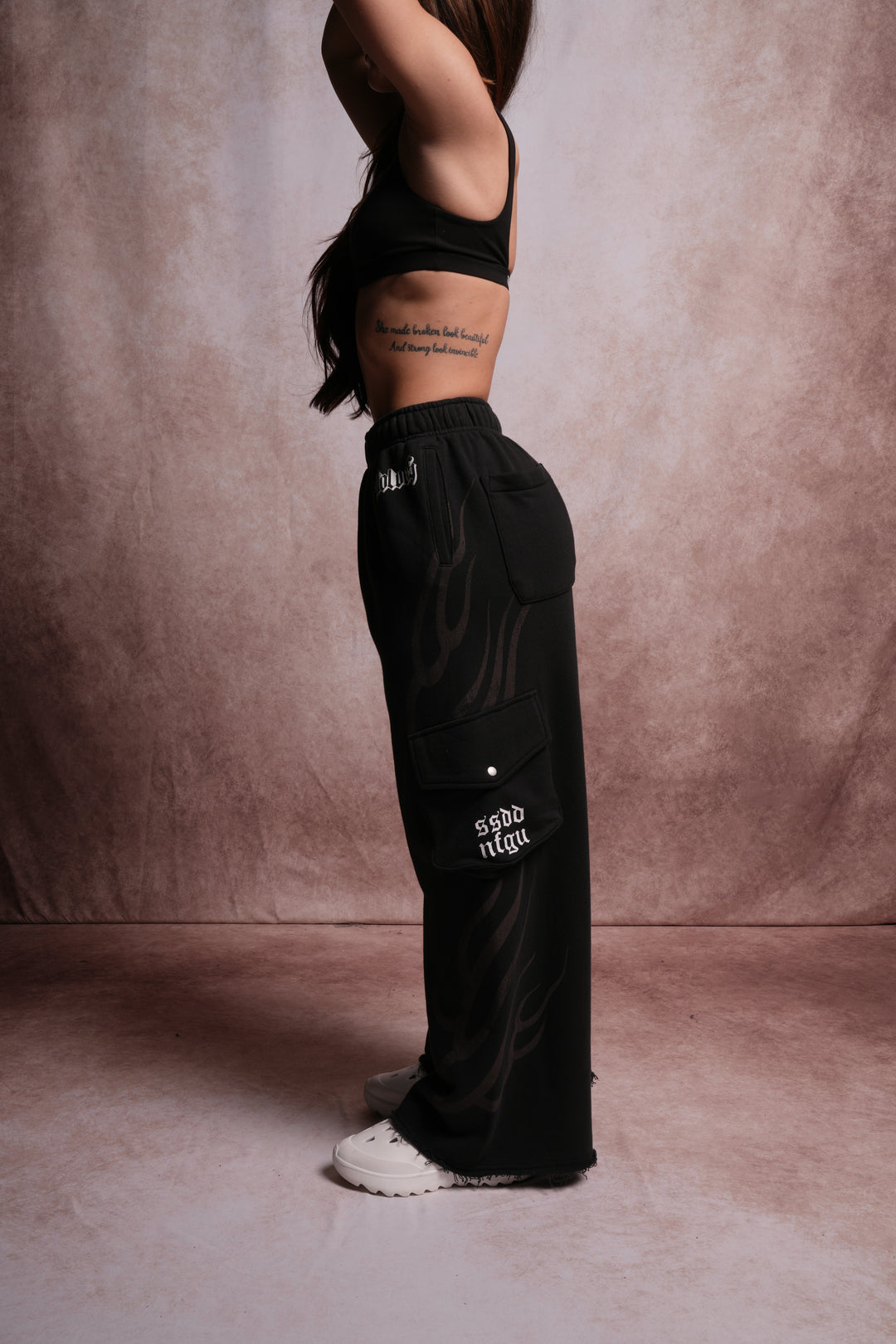 Moth Flames Durst Cargo Sweats in Black
