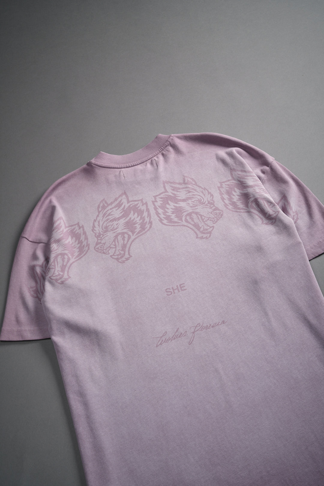 She Has Your Back "Pump Cover" Tee in Purple Smoke Horizon Sun Fade