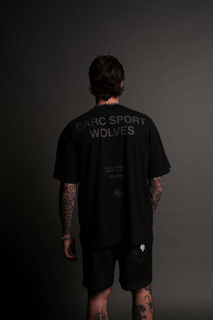 Darc Sport Wolves "Premium" Oversized Tee in Black/Black