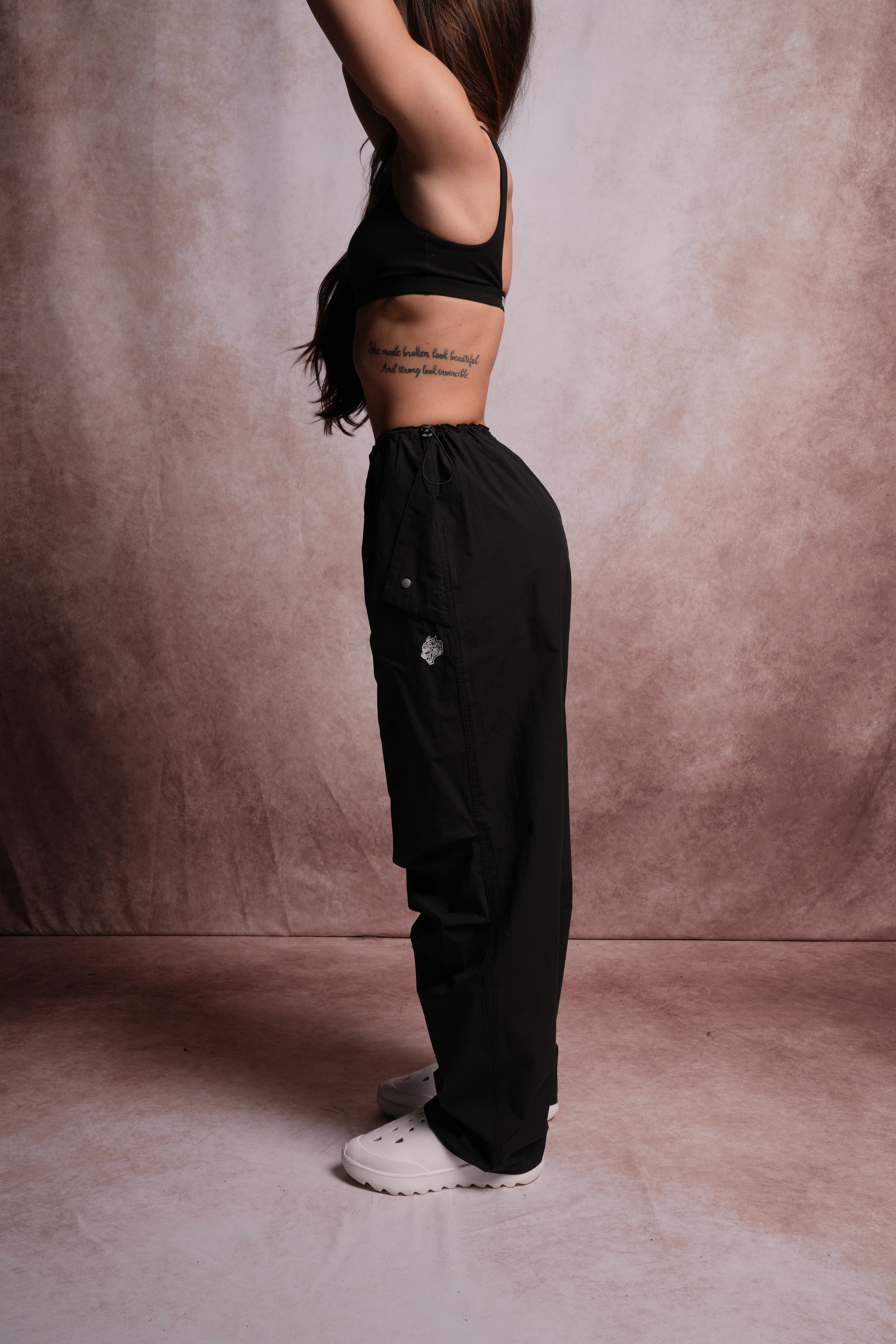 Dual Wolf Chopper Hacker Pants V2 in Black