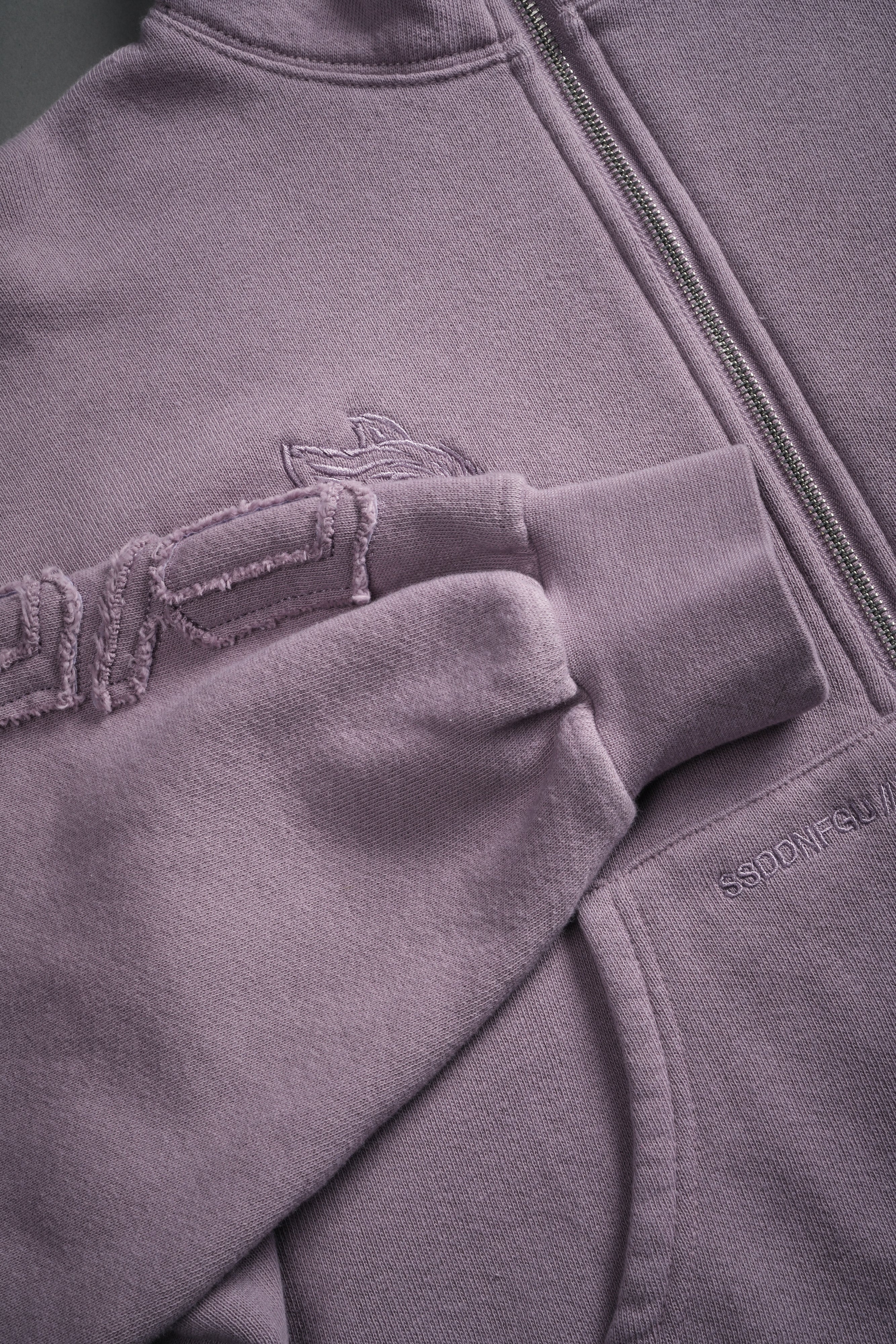 Our Mantra Appliqué Oversized "Everson" Mockneck in Purple Smoke
