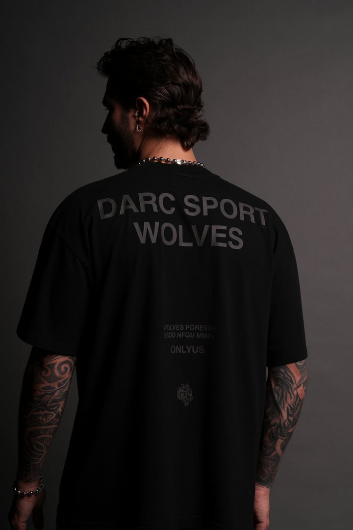 Darc Sport Wolves "Premium" Oversized Tee in Black/Black