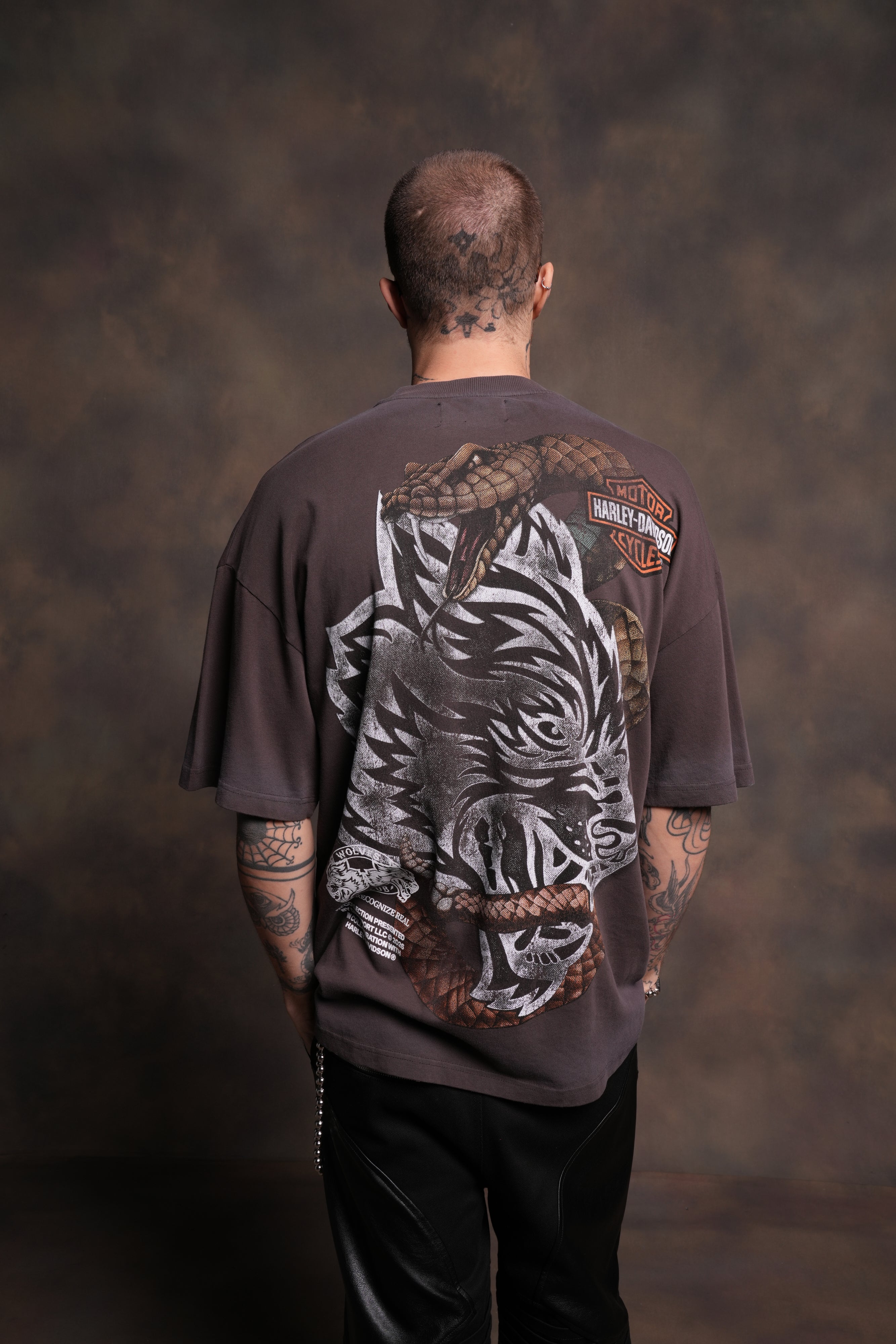 The Snake & The Wolf "Premium" Oversized Tee in Darc Brown Drift Wash