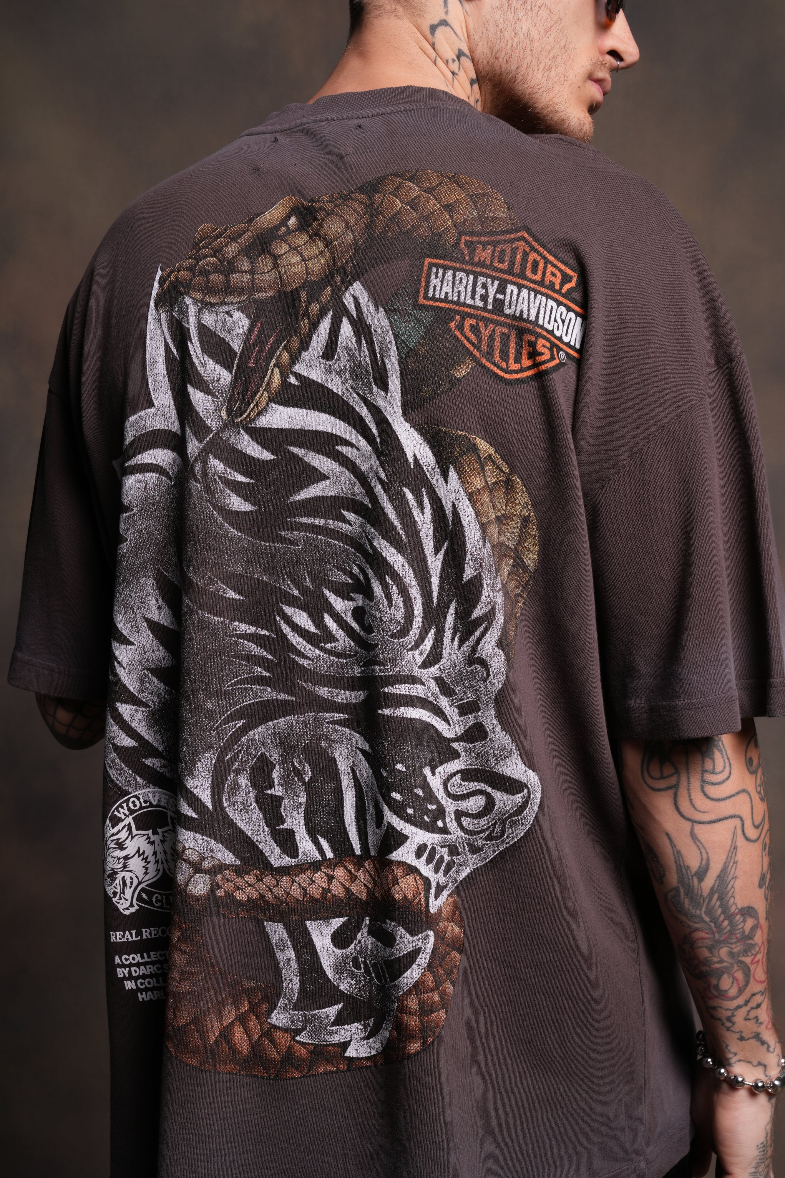 The Snake & The Wolf "Premium" Oversized Tee in Darc Brown Drift Wash