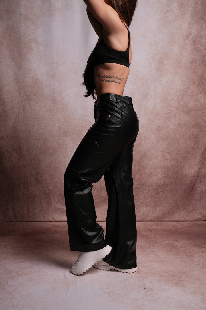 Wolf Chopper Ryder Leather Pants in Black
