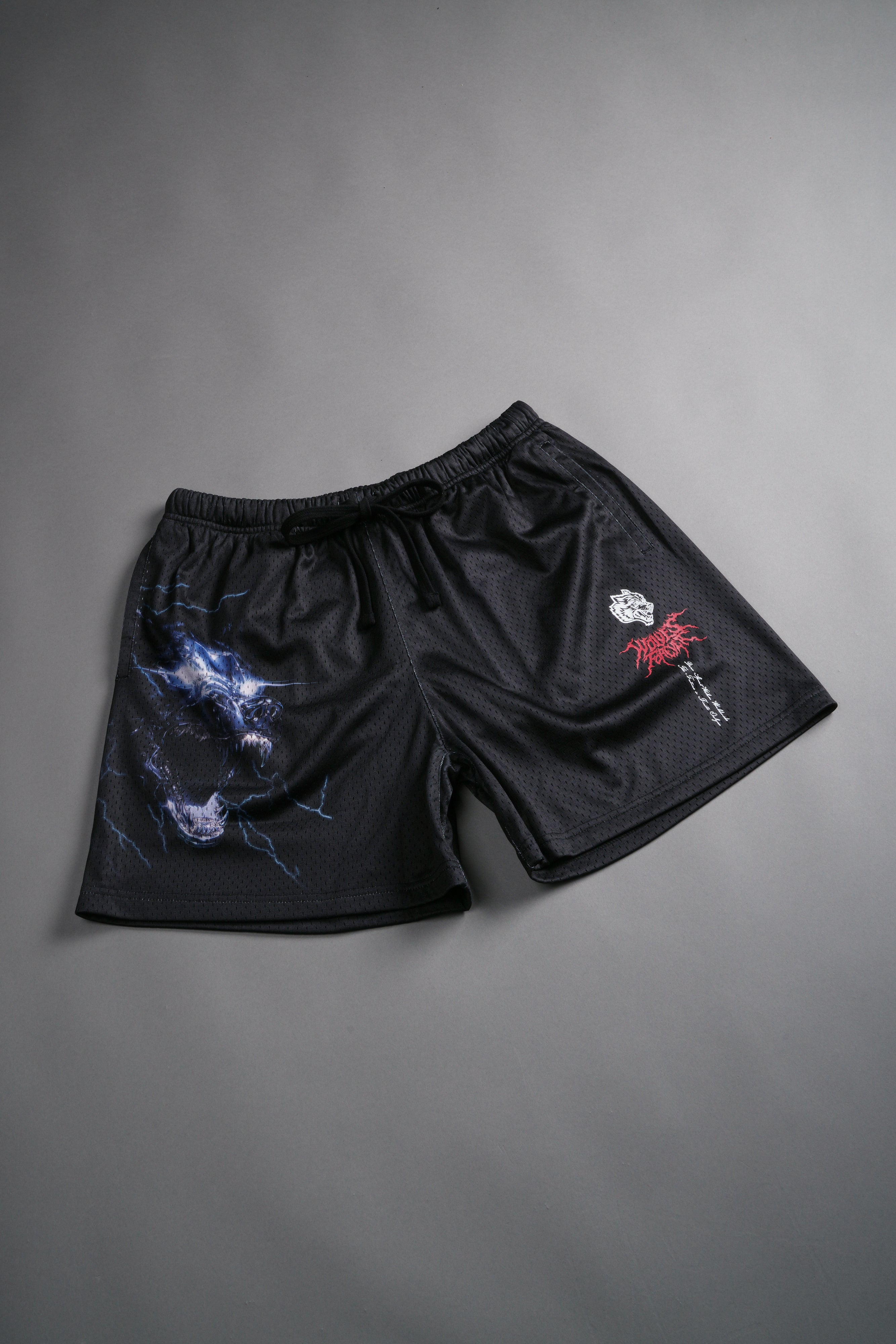 Eye Of The Beast Mesh Shorts in Black