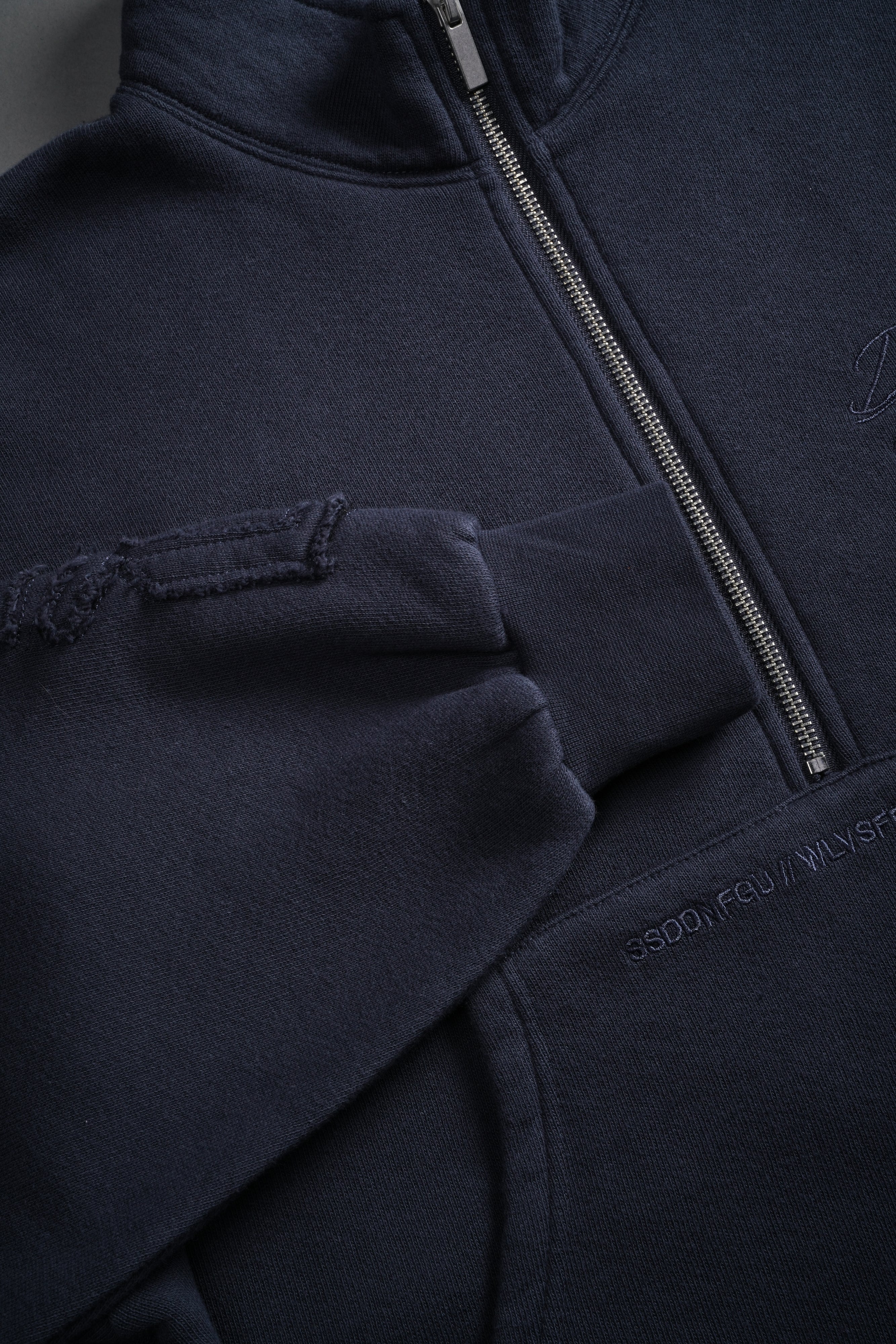 Our Mantra Appliqué Oversized "Everson" Mockneck in Midnight Blue