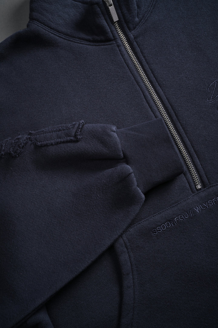 Our Mantra Appliqué Oversized "Everson" Mockneck in Midnight Blue