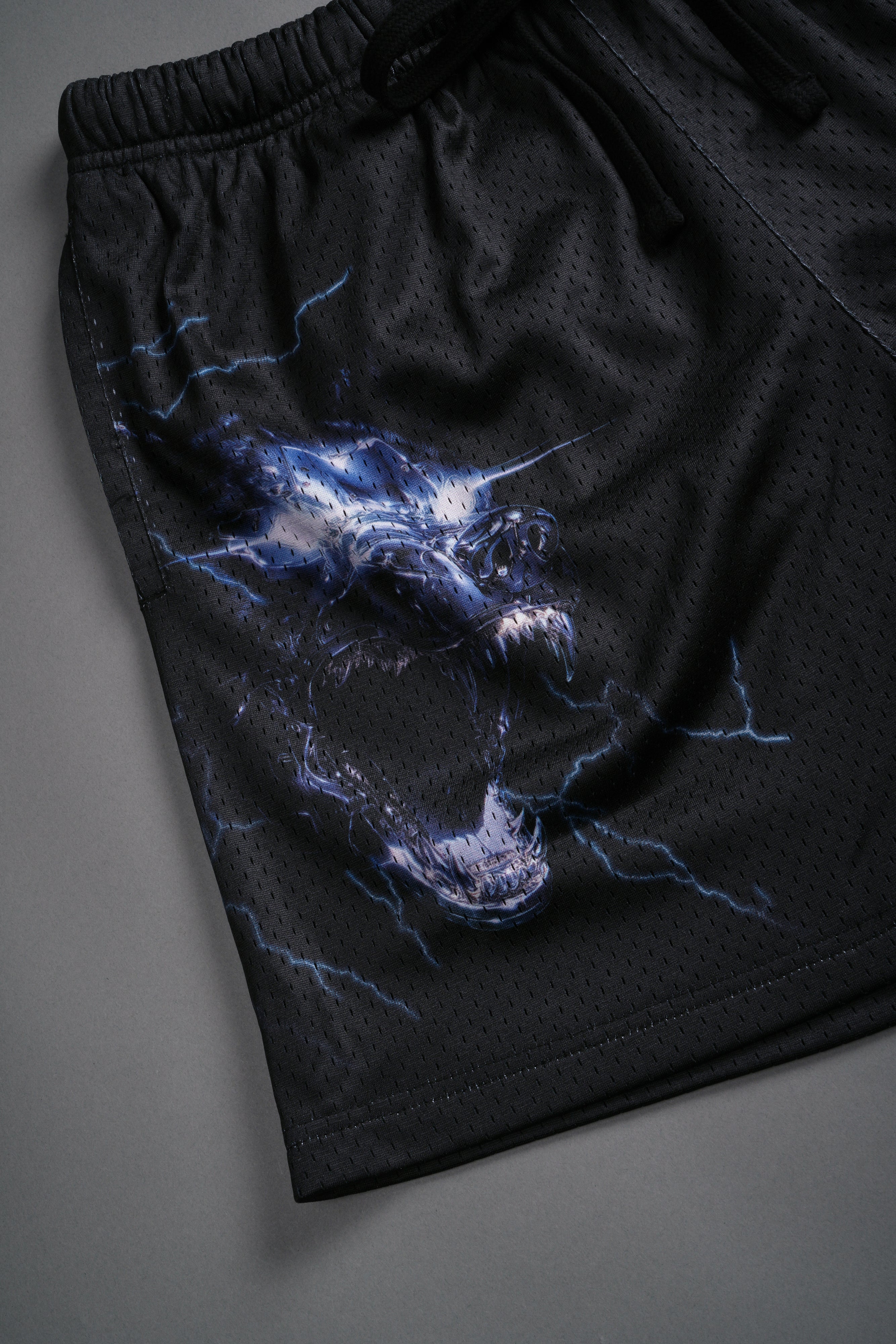 Eye Of The Beast Mesh Shorts in Black
