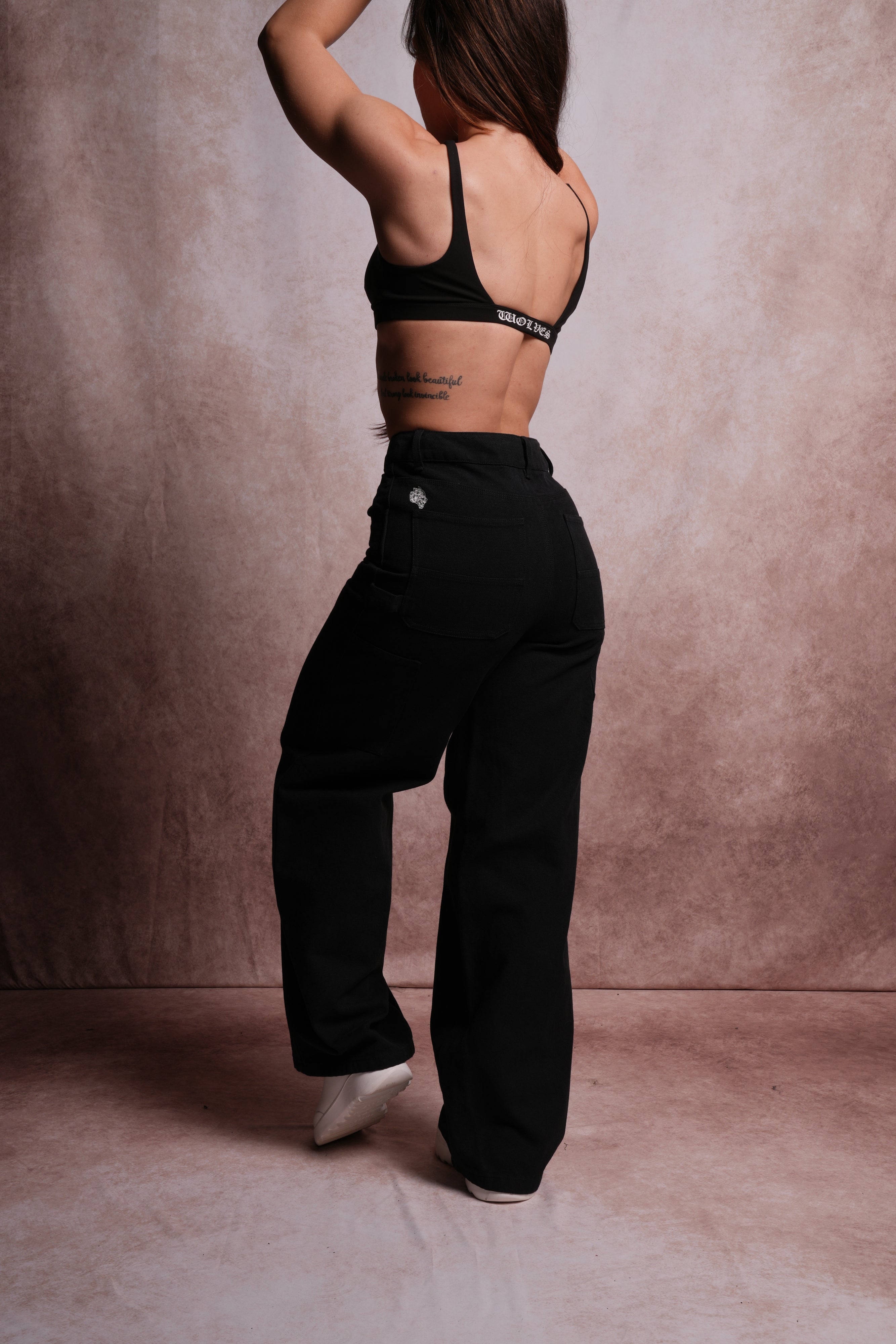Wolf Chopper Wide Leg Carpenter Pants in Black – DarcSport