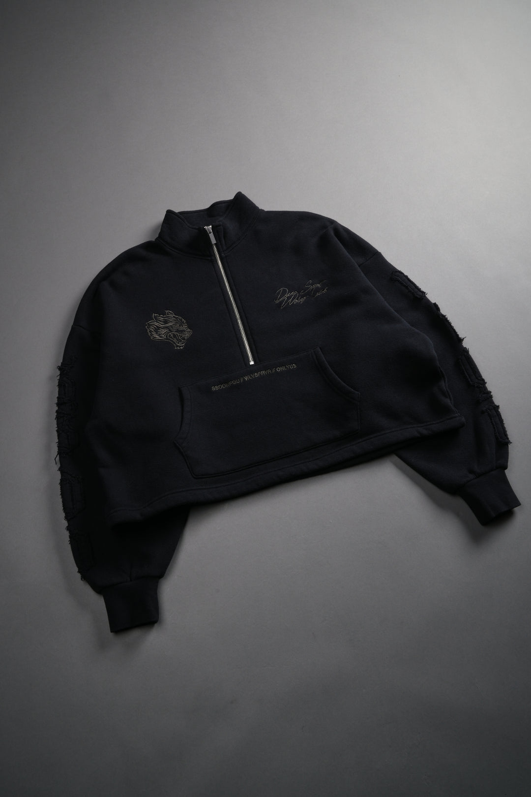 Our Mantra Appliqué Oversized "Everson" Mockneck in Black