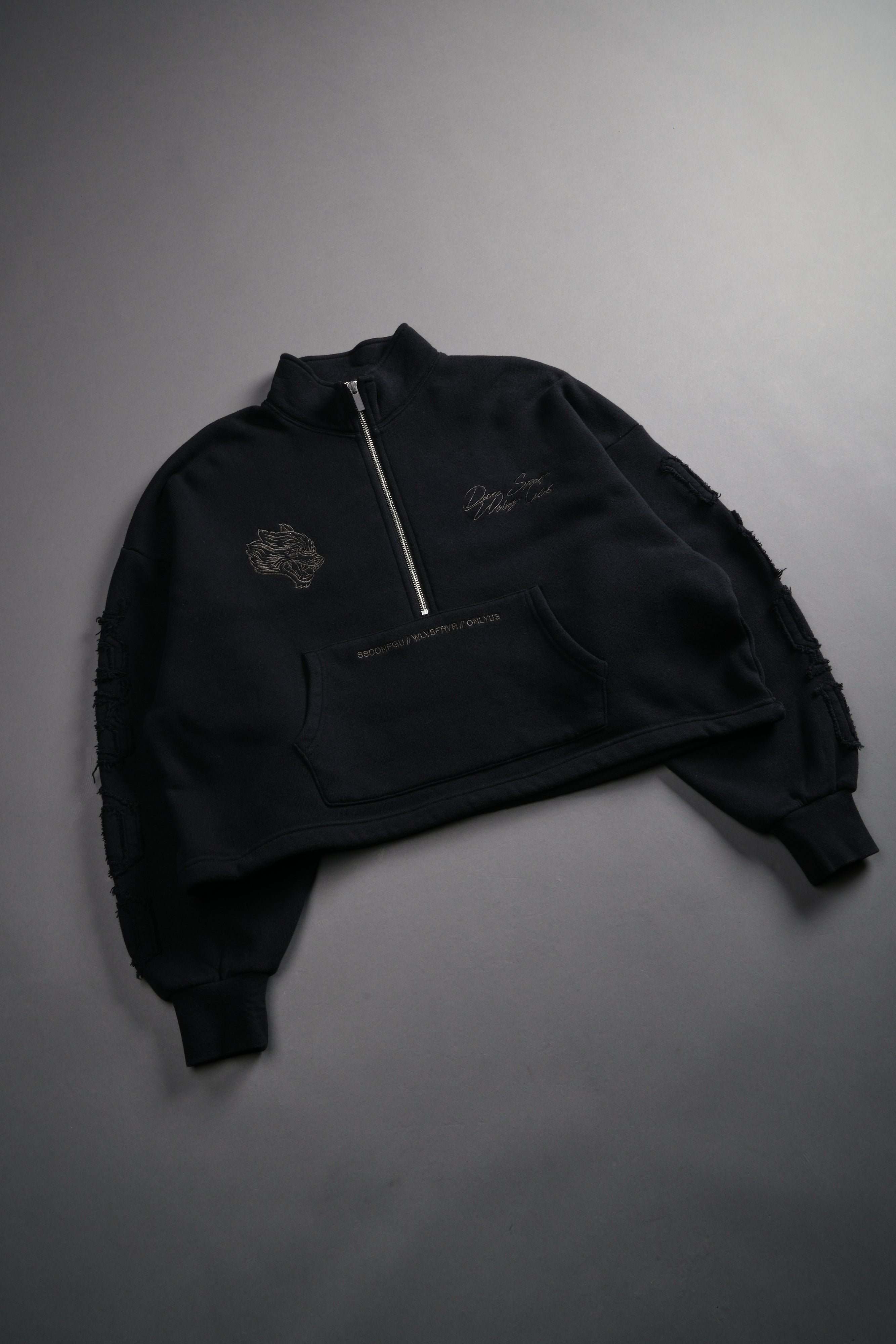 Our Mantra Appliqué Oversized "Everson" Mockneck in Black