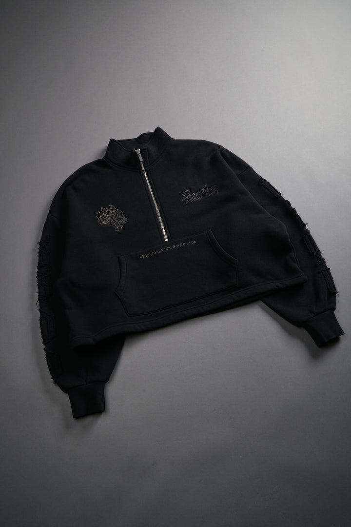 Our Mantra Appliqué Oversized "Everson" Mockneck in Black