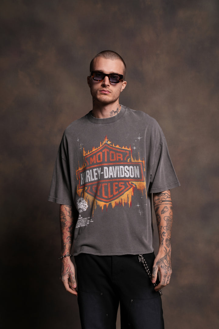 Inferno Shield Premium Unisex Raw Hem "Box Cut" Tee in Slate Gray