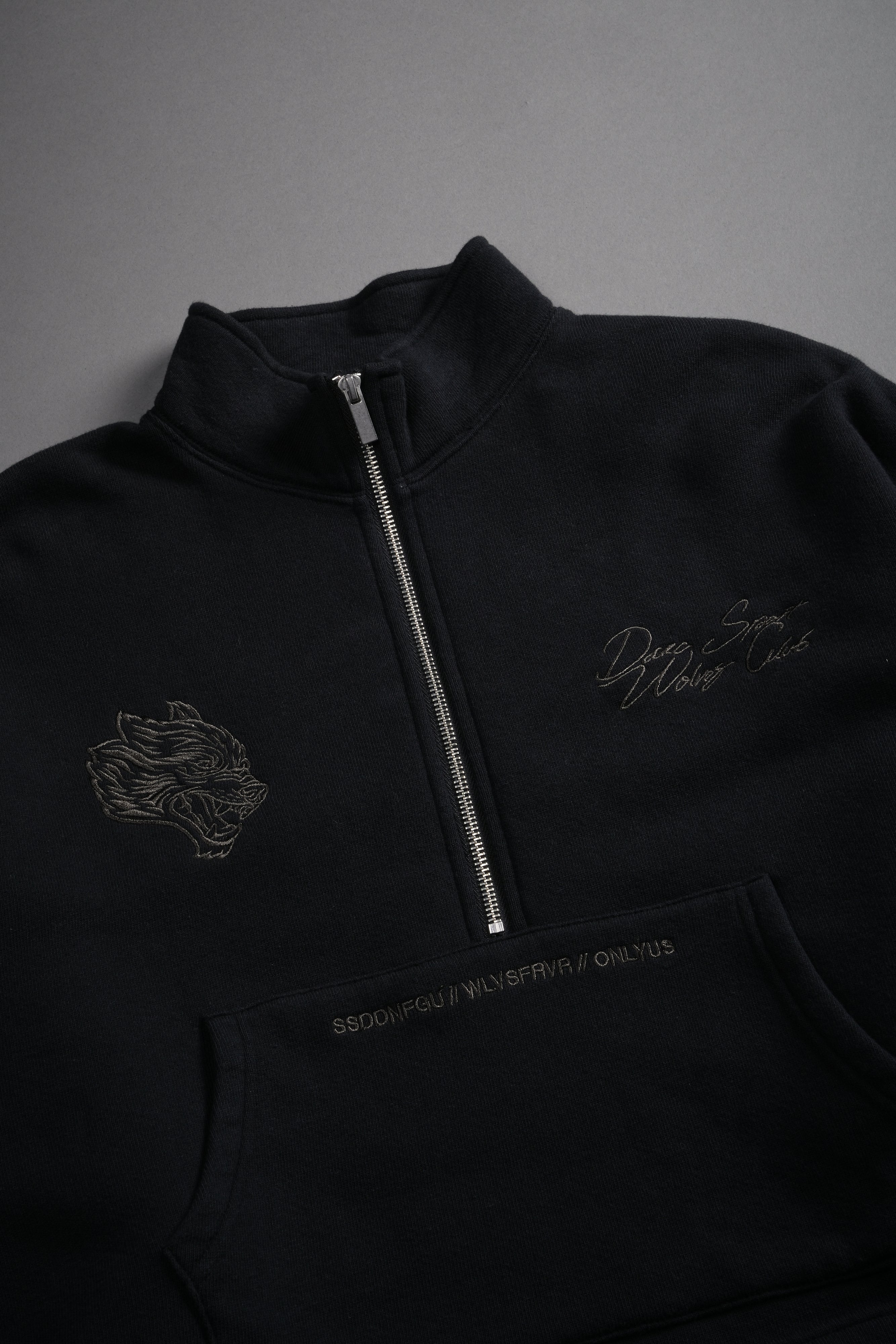 Our Mantra Appliqué Oversized "Everson" Mockneck in Black