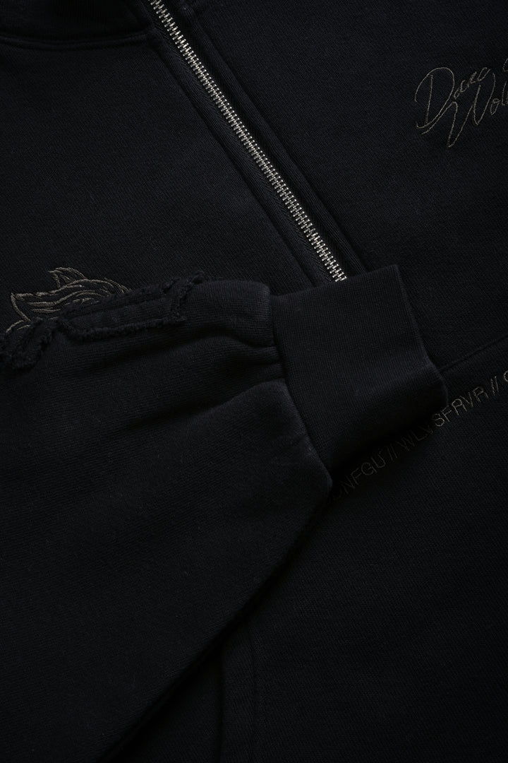 Our Mantra Appliqué Oversized "Everson" Mockneck in Black