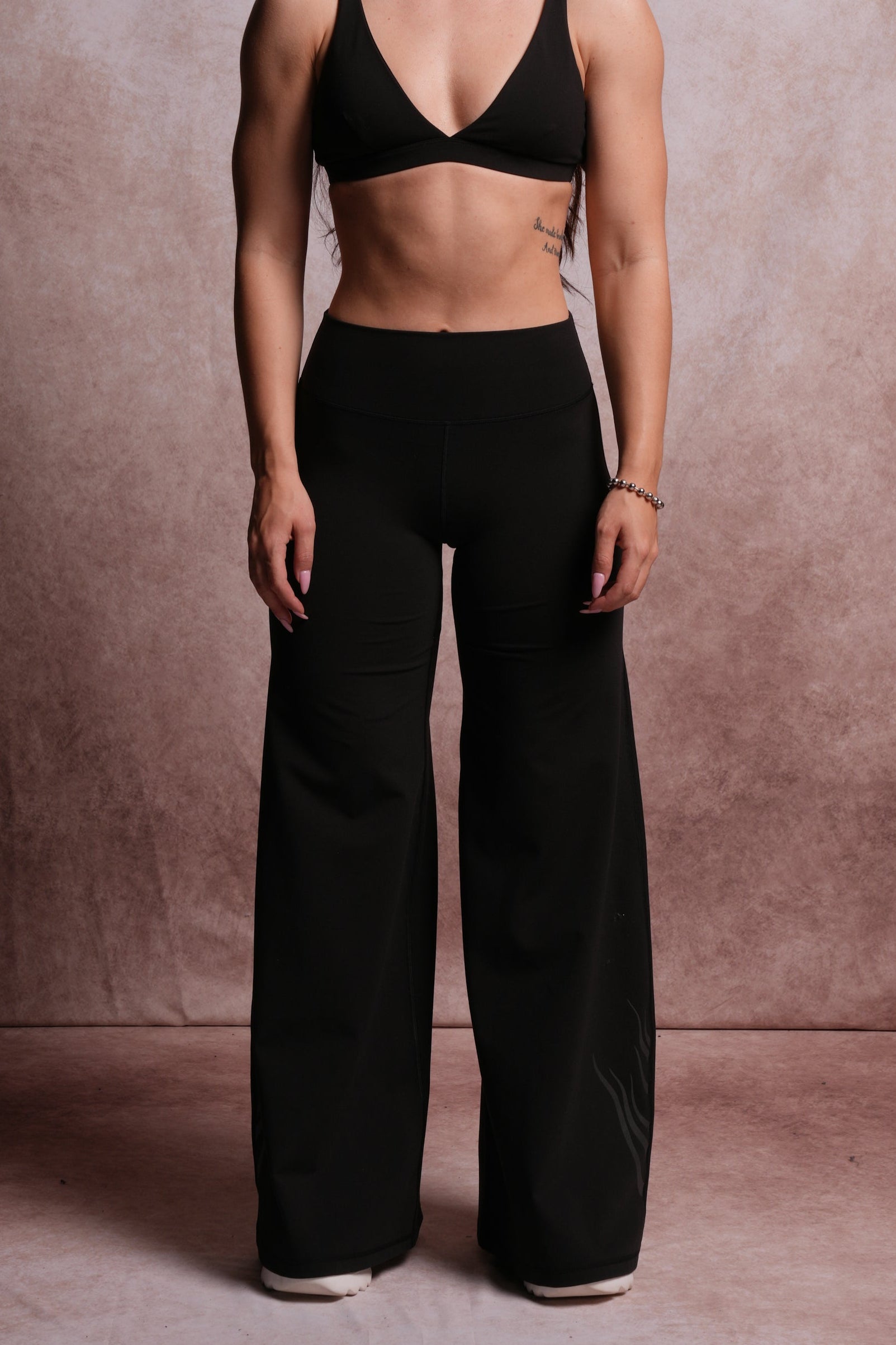 Single Wolf Wide Leg Energy Pants in Black