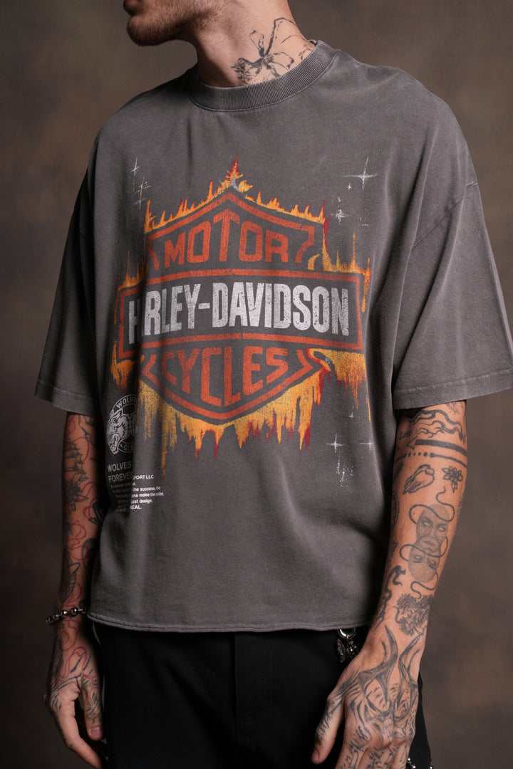 Inferno Shield Premium Unisex Raw Hem "Box Cut" Tee in Slate Gray