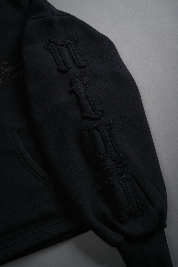 Our Mantra Appliqué Oversized "Everson" Mockneck in Black