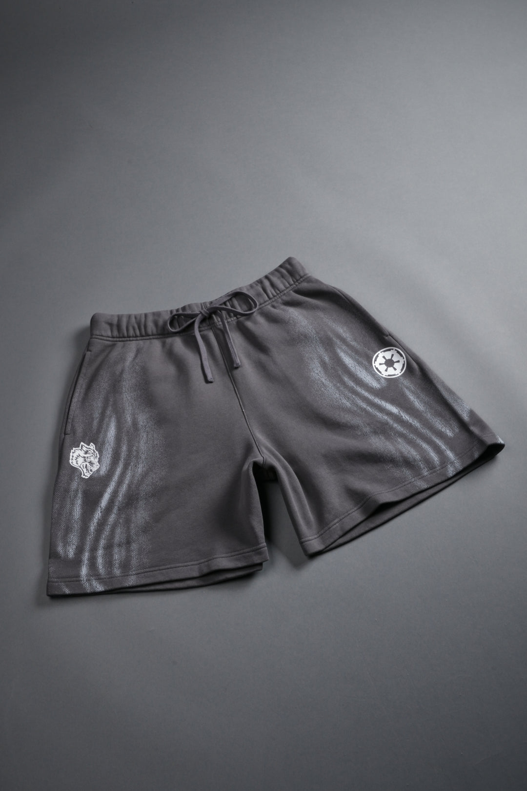 Dark Flame Oversized Post Lounge Sweat Shorts in Slate Gray