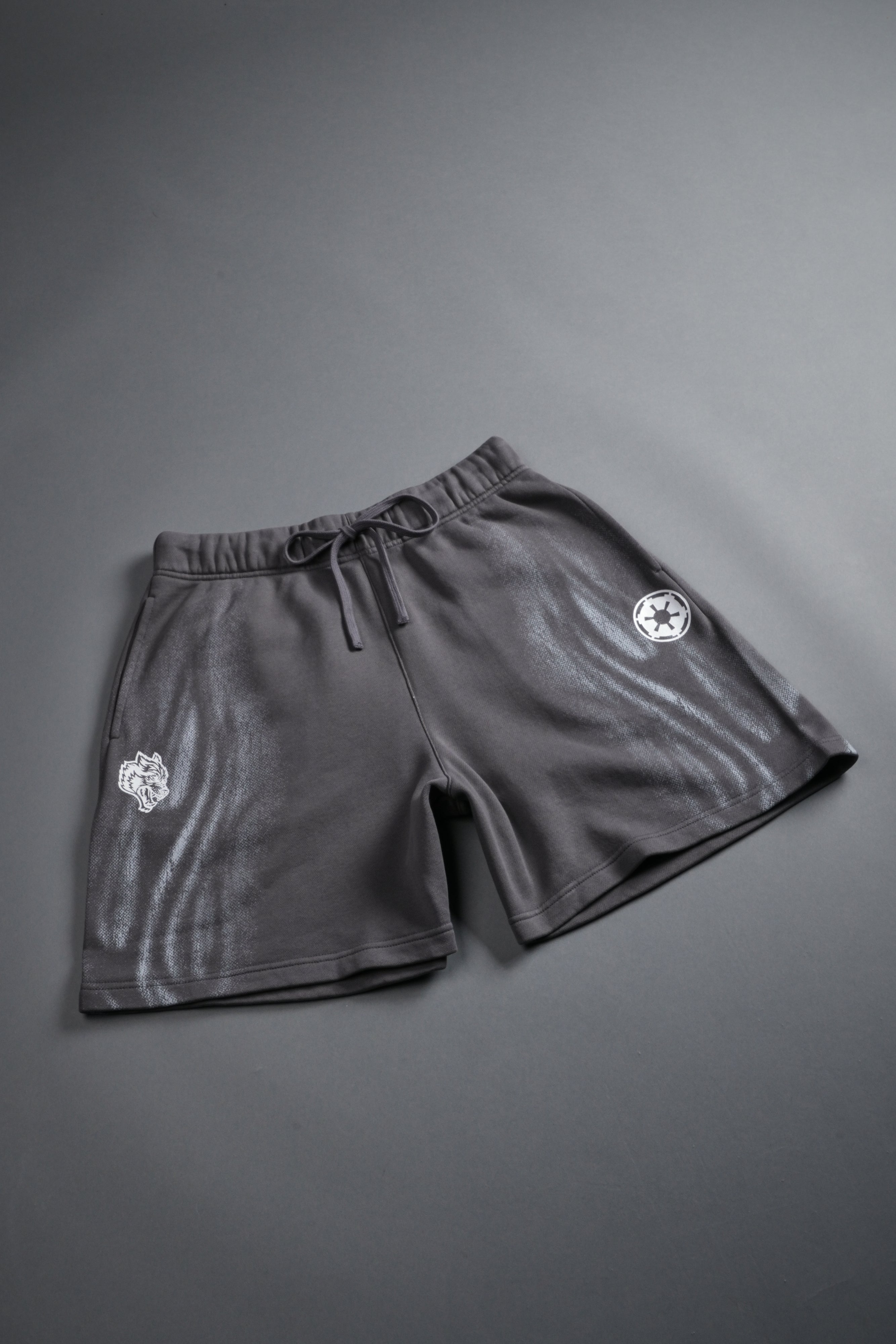 Dark Flame Oversized Post Lounge Sweat Shorts in Slate Gray