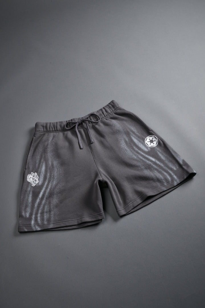 Dark Flame Oversized Post Lounge Sweat Shorts in Slate Gray