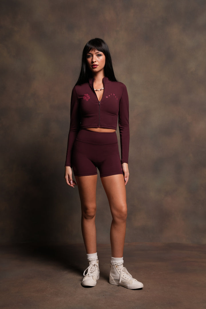 She Wolf Pyramid Emma Energy Shorts In Deep Cherry Red