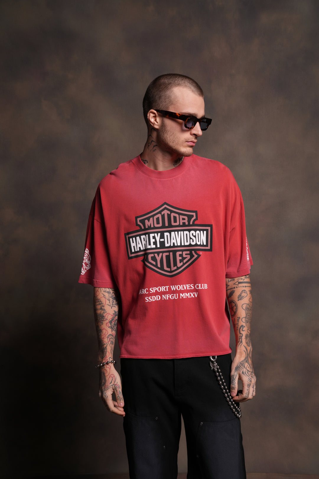 Our Clubs Premium Unisex Raw Hem "Box Cut" Tee in Roman Red Drift Wash