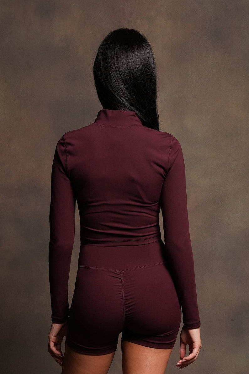 Wolf Chopper Tana Energy Ls Zip Mockneck In Deep Cherry Red