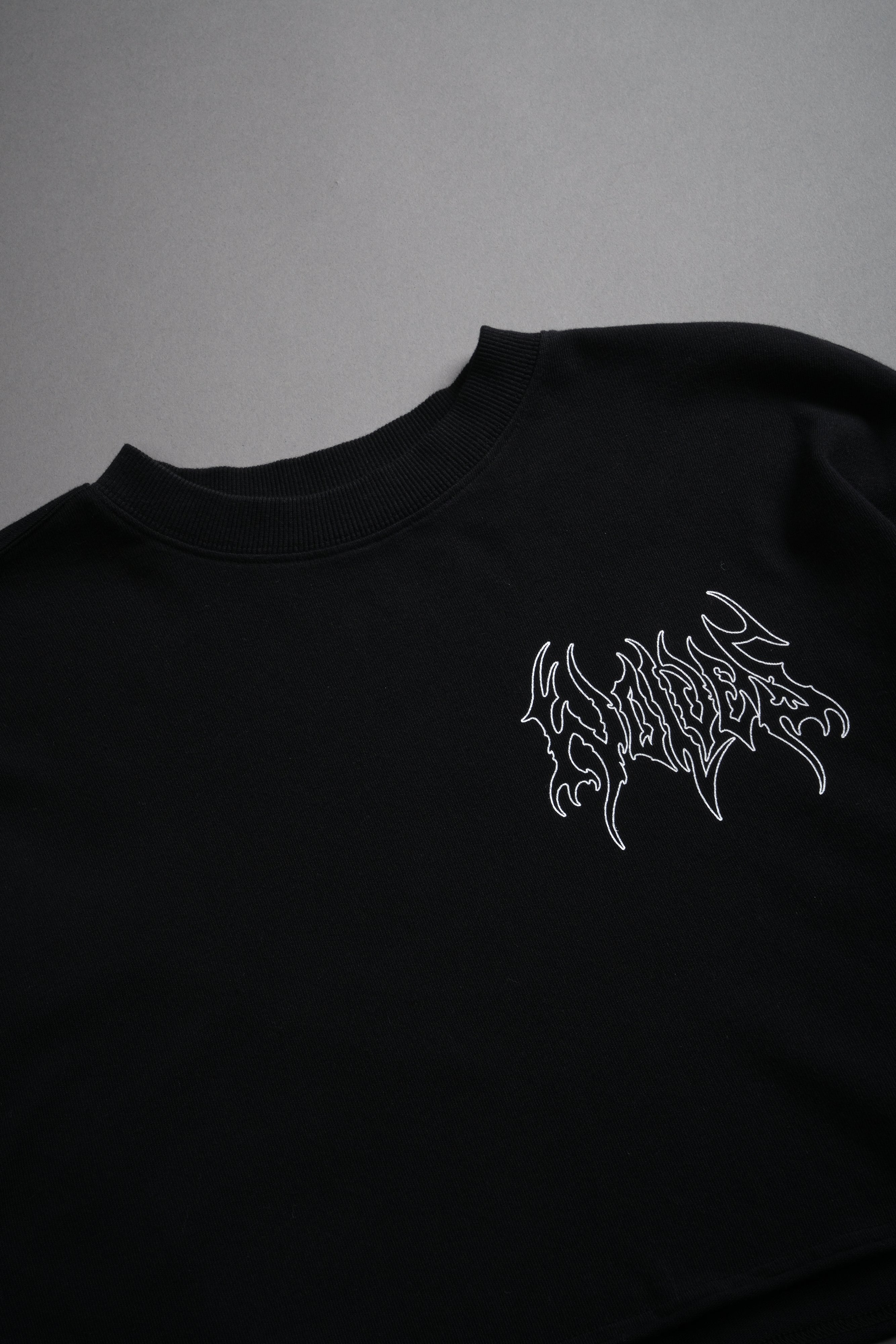 Hesh Blossom "Premium" Oversized Cropped L/S Tee in Black