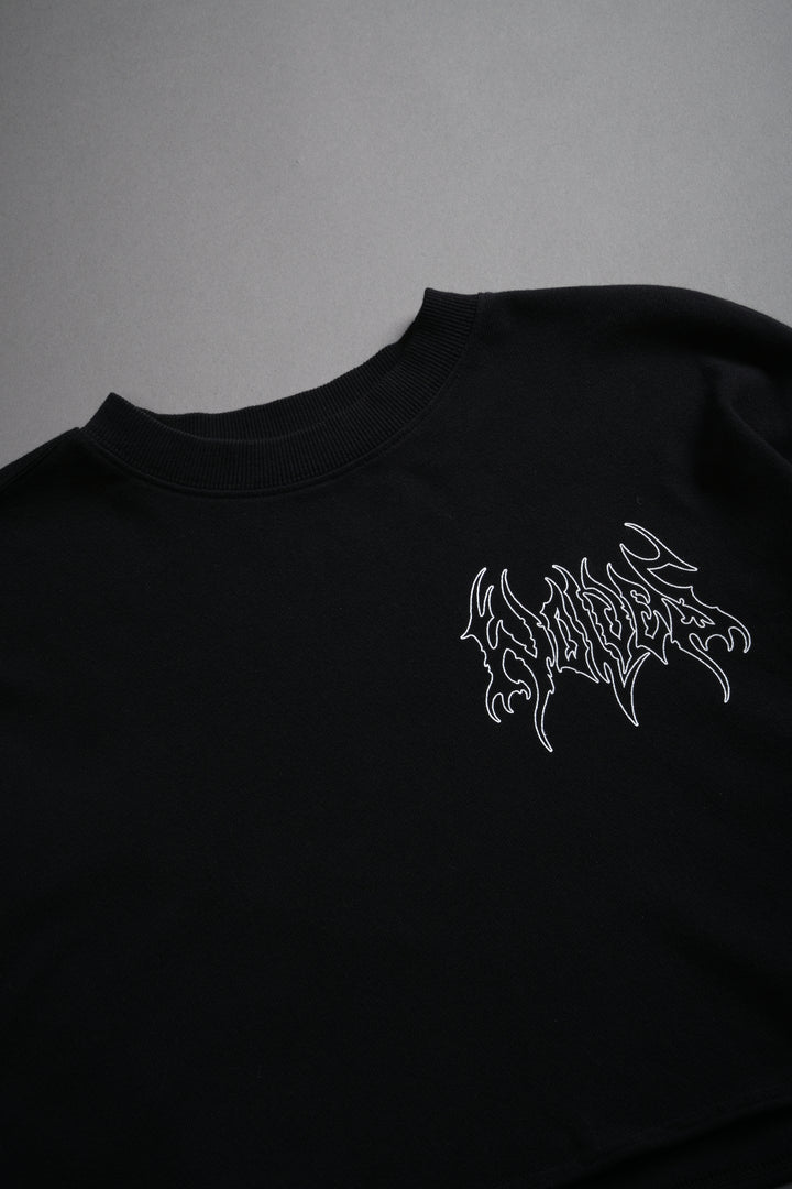 Hesh Blossom "Premium" Oversized Cropped L/S Tee in Black