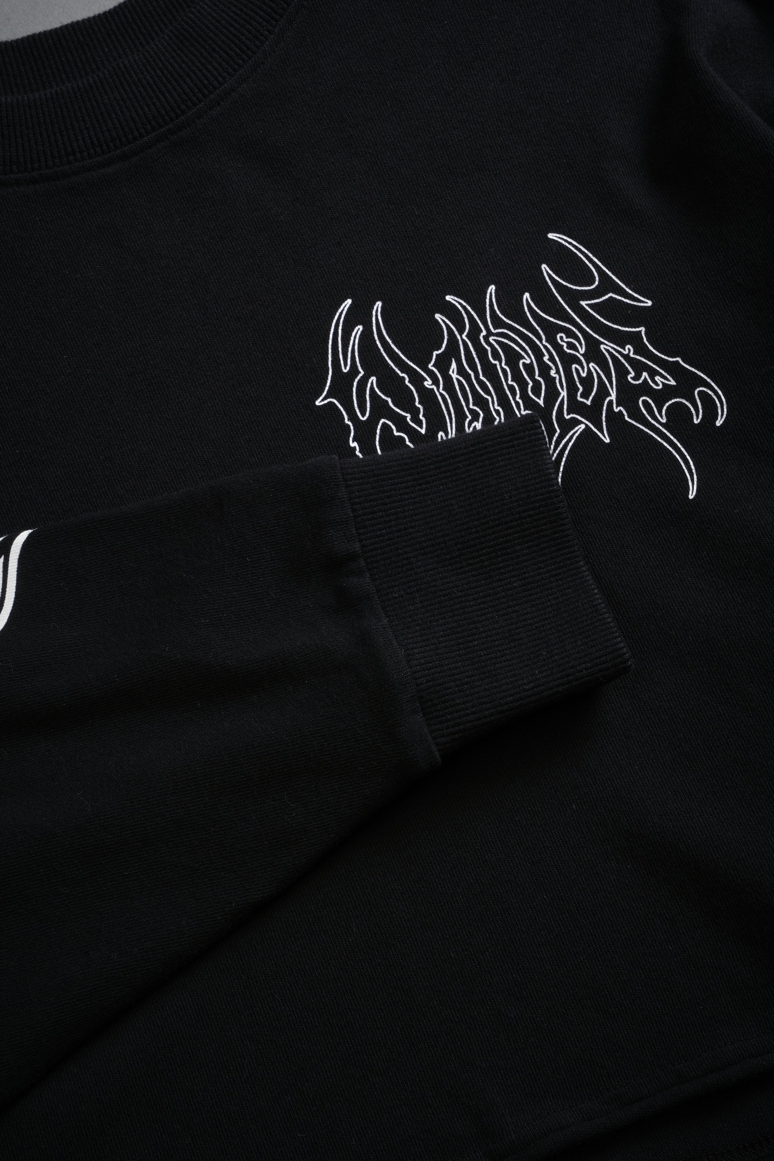 Hesh Blossom "Premium" Oversized Cropped L/S Tee in Black