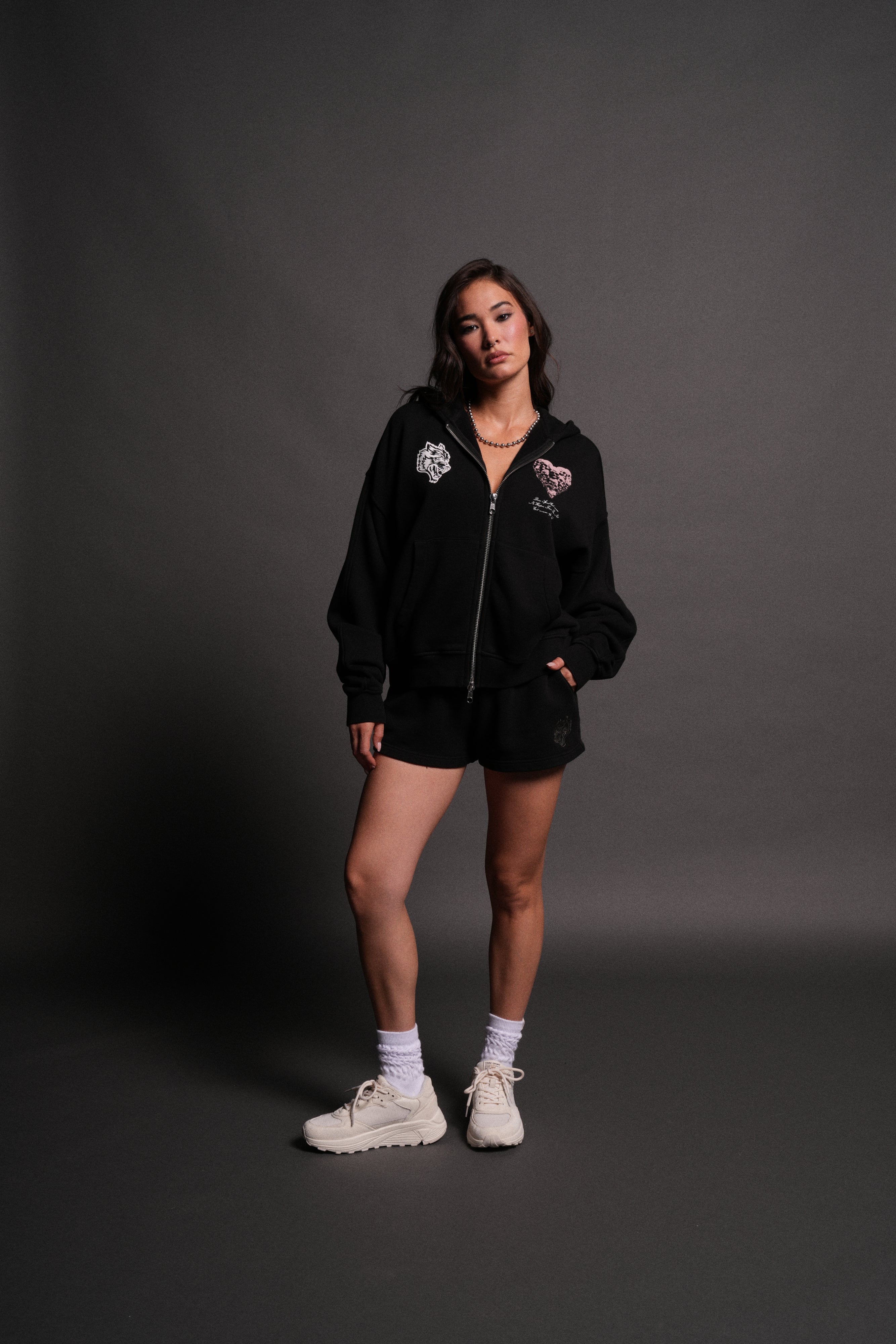 Memento Amore Darco Double Zip Hoodie in Black