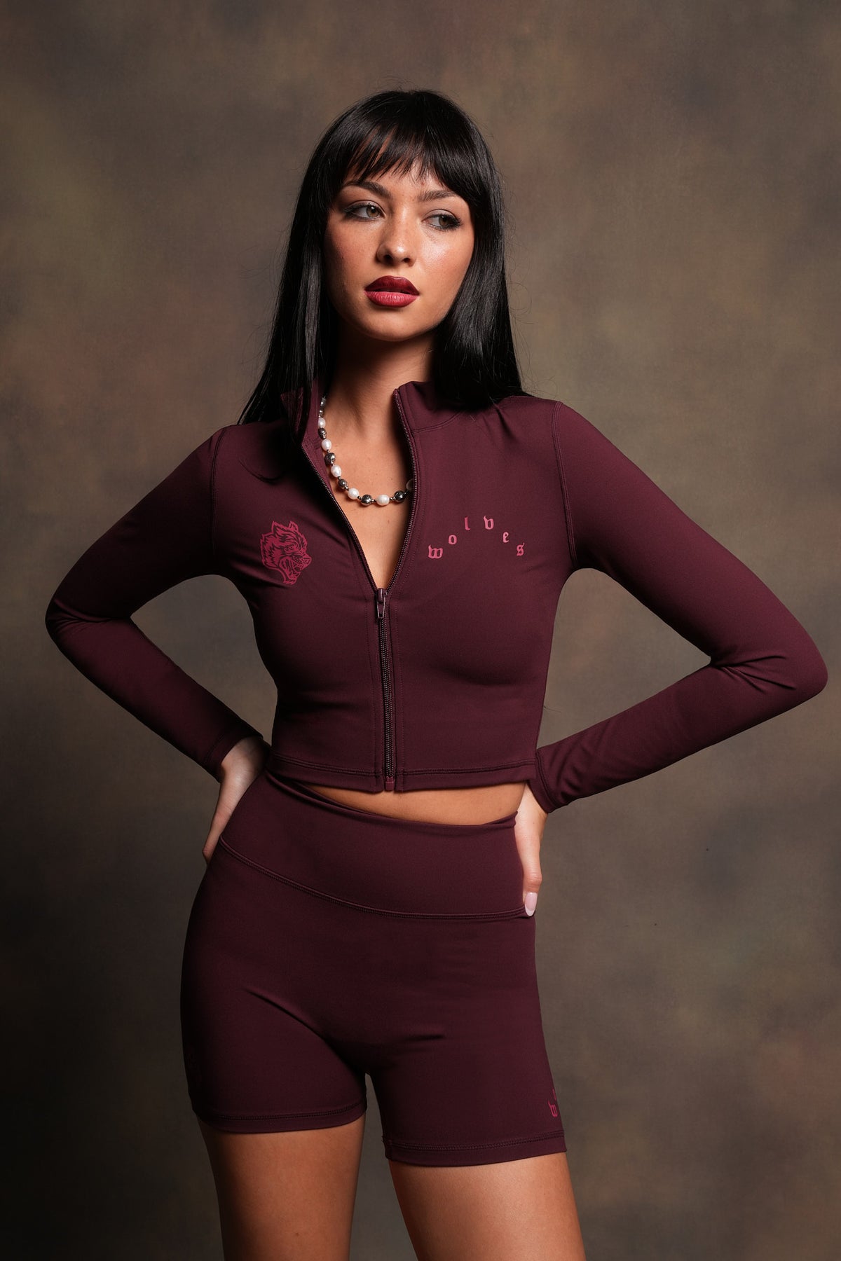 Wolf Chopper Tana Energy Ls Zip Mockneck In Deep Cherry Red