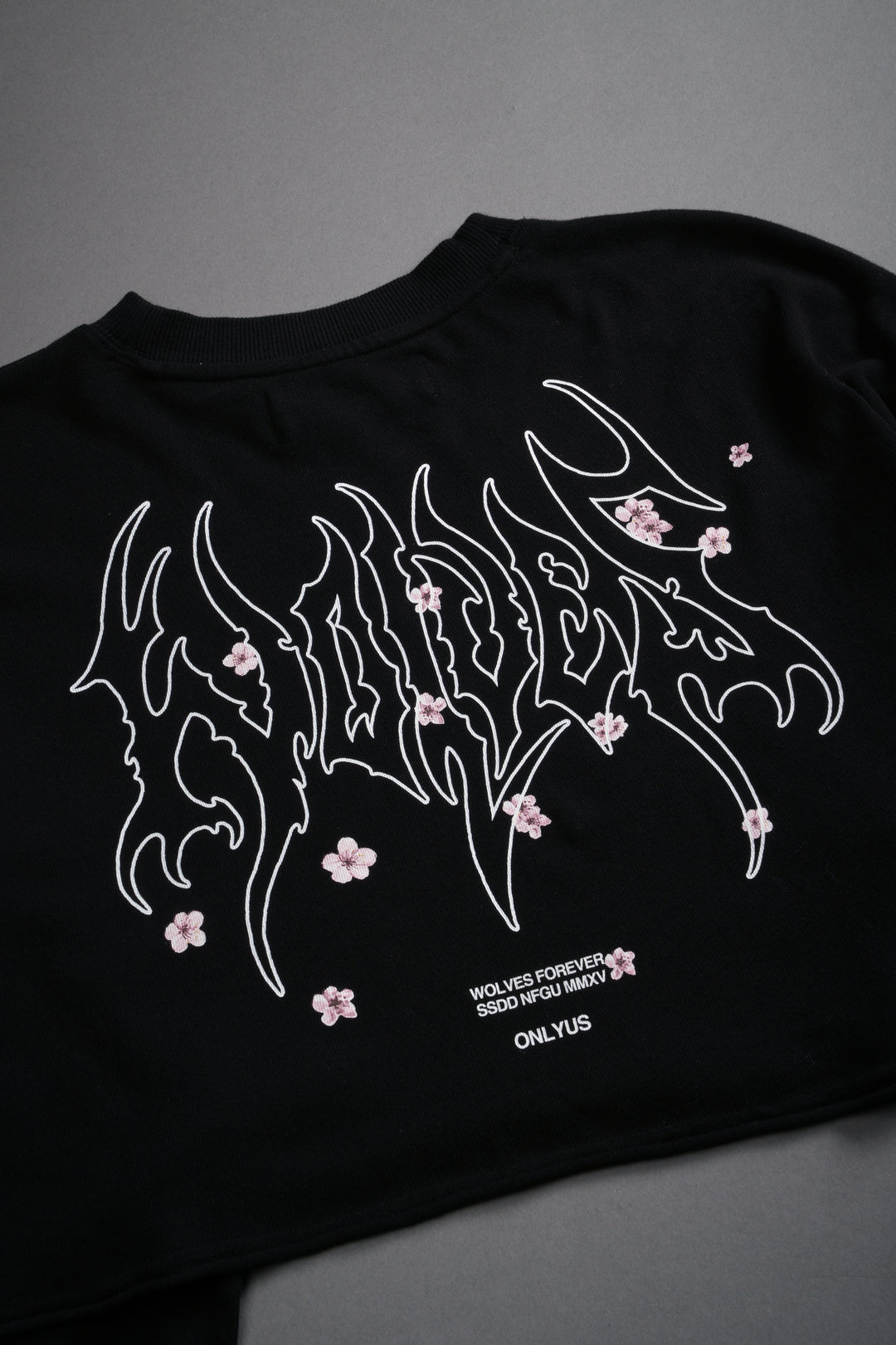 Hesh Blossom "Premium" Oversized Cropped L/S Tee in Black