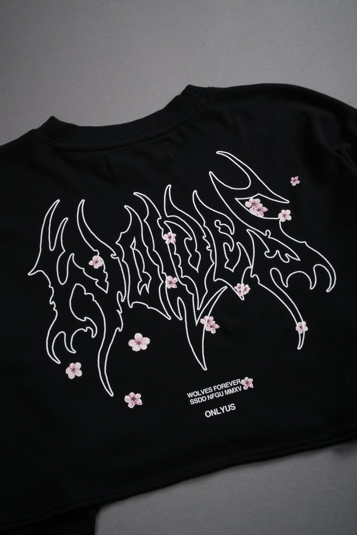Hesh Blossom "Premium" Oversized Cropped L/S Tee in Black