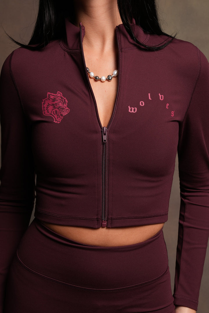 Wolf Chopper Tana Energy Ls Zip Mockneck In Deep Cherry Red